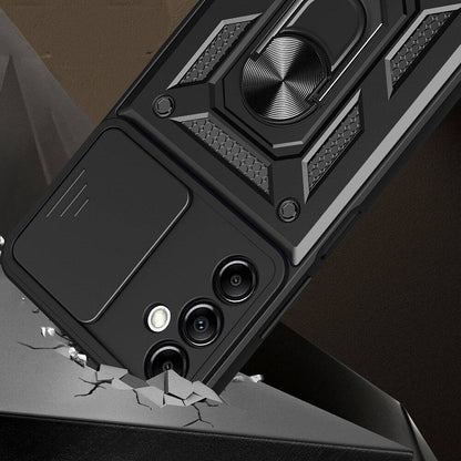 Galaxy A14 Kılıf Magnetik Standlı Kamera Korumalı Zore Sürgülü Vega Kapak Siyah