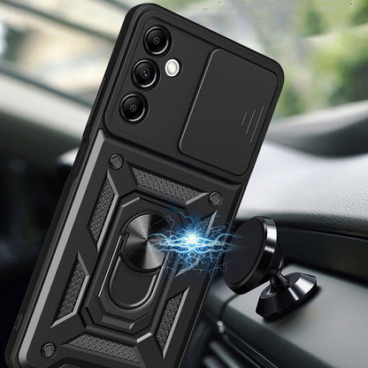 Galaxy A14 Kılıf Magnetik Standlı Kamera Korumalı Zore Sürgülü Vega Kapak Siyah