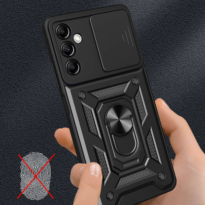 Galaxy A14 Kılıf Magnetik Standlı Kamera Korumalı Zore Sürgülü Vega Kapak Siyah