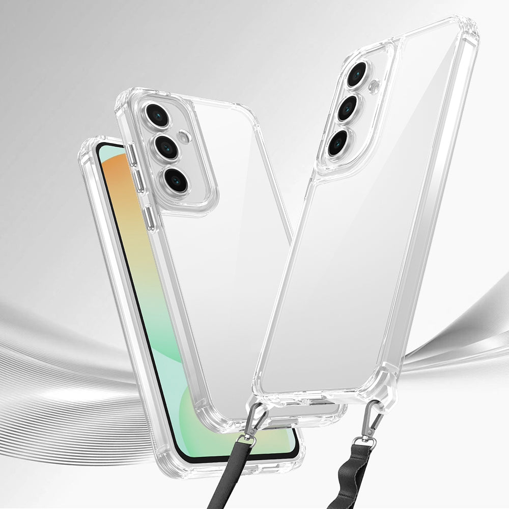 Galaxy A15 Kılıf Airbagli Takılabilir Askı Aparatlı Zore Snap Silikon Kapak Şeffaf