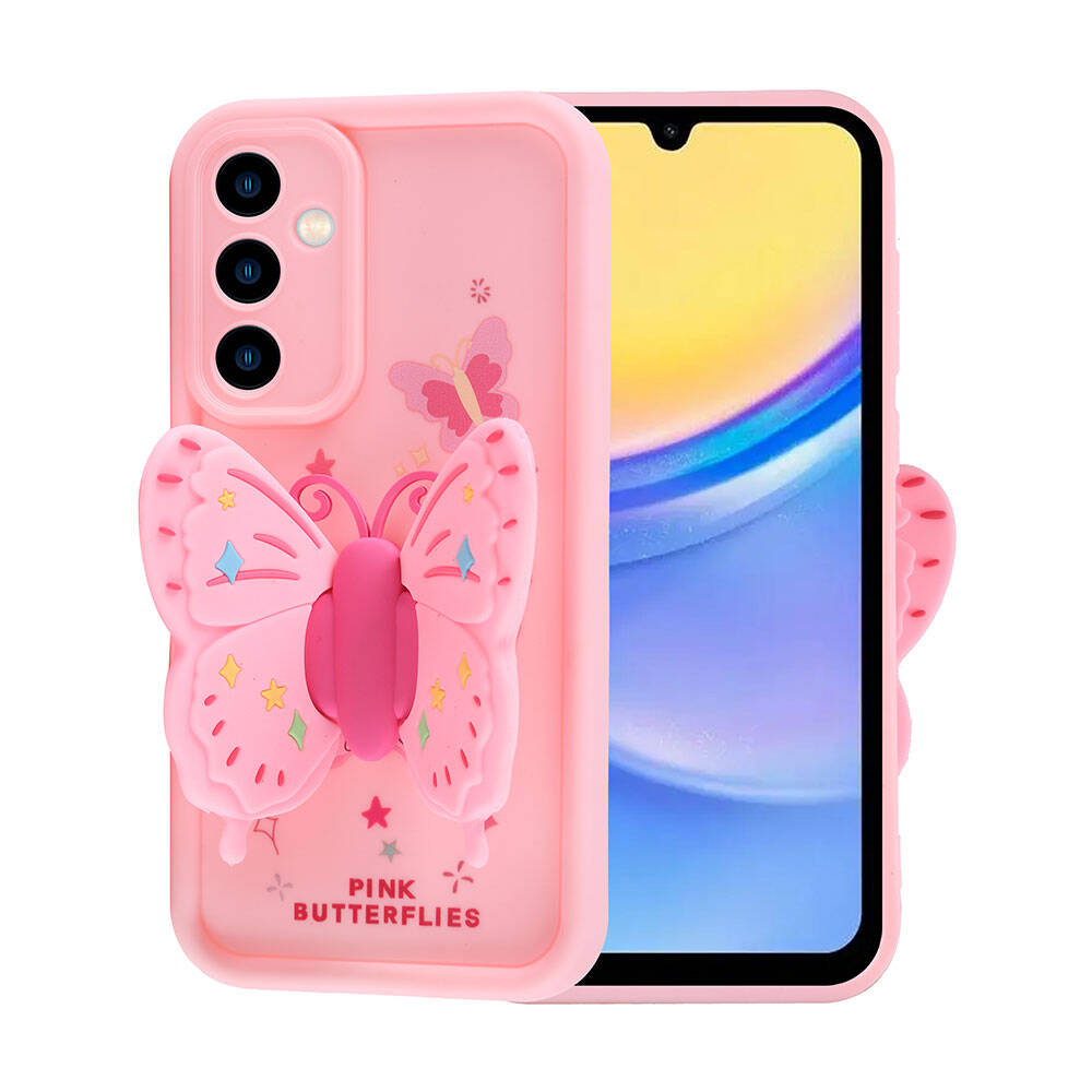 Galaxy A15 Kılıf Kamera Korumalı Figür Tasarımlı Zore Kapya Kapak Koyu Kahve
