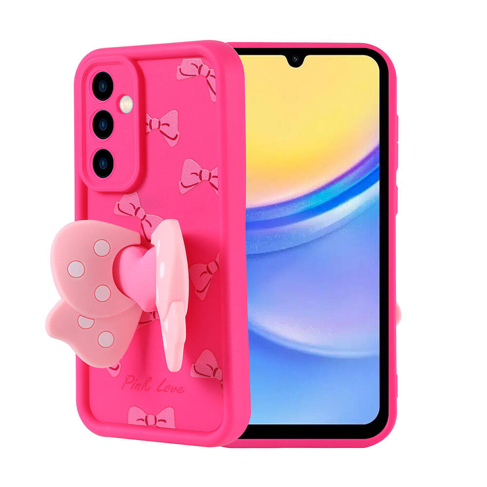 Galaxy A15 Kılıf Kamera Korumalı Figür Tasarımlı Zore Kapya Kapak Pembe Koyu