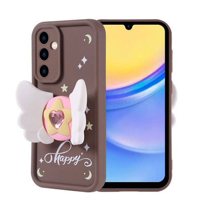 Galaxy A15 Kılıf Kamera Korumalı Figür Tasarımlı Zore Kapya Kapak Pembe Koyu