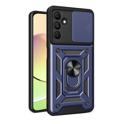 Galaxy A15 Kılıf Magnetik Standlı Kamera Korumalı Zore Sürgülü Vega Kapak Siyah