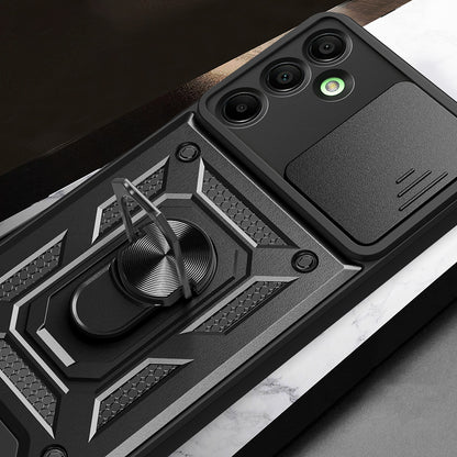 Galaxy A16 Kılıf Magnetik Standlı Kamera Korumalı Zore Sürgülü Vega Kapak Siyah