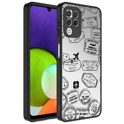 Galaxy A22 4G Kılıf Aynalı Desenli Kamera Korumalı Parlak Zore Mirror Kapak Kalp