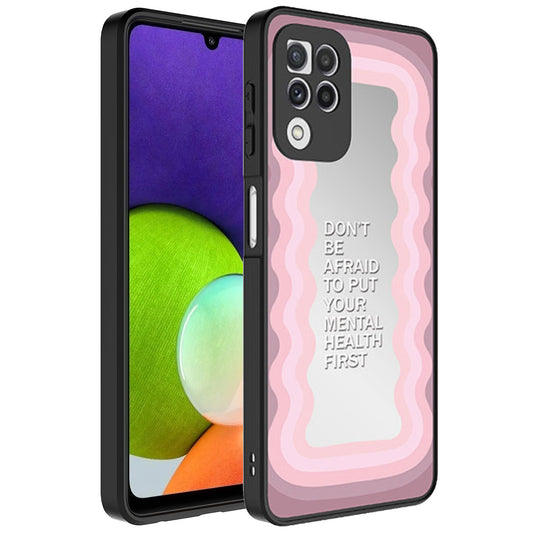 Galaxy A22 4G Kılıf Aynalı Desenli Kamera Korumalı Parlak Zore Mirror Kapak Ayna