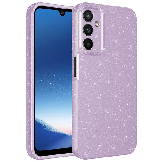 Galaxy A24 Kılıf Kamera Korumalı Simli Lüks Zore Koton Kapak Lila