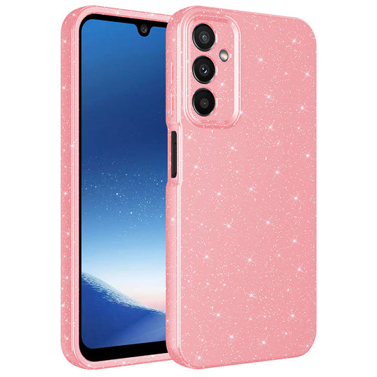 Galaxy A24 Kılıf Kamera Korumalı Simli Lüks Zore Koton Kapak Pembe