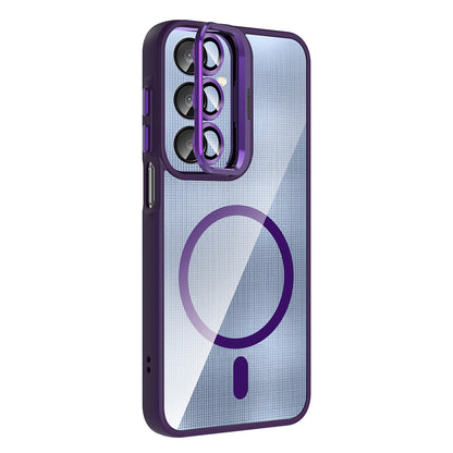 Galaxy A26 Kılıf Standlı ve Kamera Lens Hediyeli M-Safe Şarj Özellikli Zore Etro Kapak Pembe