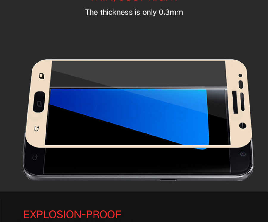 Galaxy A3 2016 Zore Ekranı Tam Kaplayan Düz Cam Koruyucu Gold
