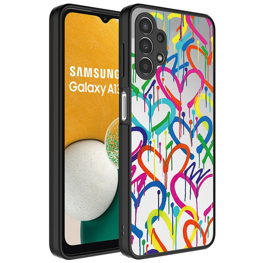 Galaxy A32 4G Kılıf Aynalı Desenli Kamera Korumalı Parlak Zore Mirror Kapak Kalp