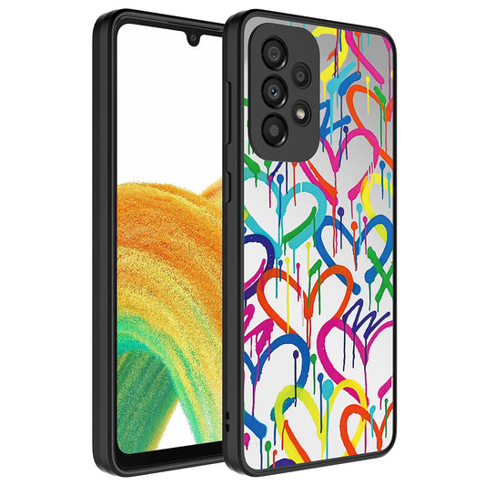 Galaxy A33 5G Kılıf Aynalı Desenli Kamera Korumalı Parlak Zore Mirror Kapak Kalp