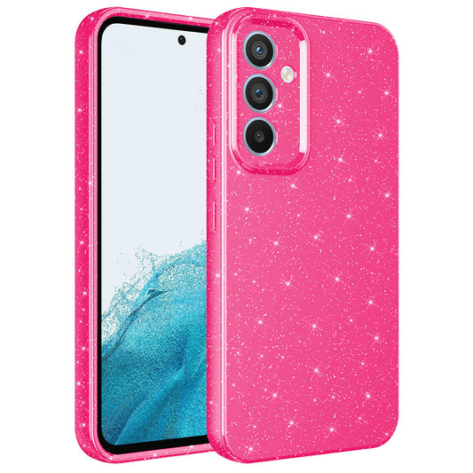 Galaxy A34 Kılıf Kamera Korumalı Simli Lüks Zore Koton Kapak Pembe Koyu