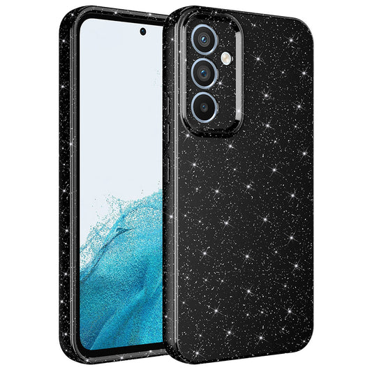 Galaxy A34 Kılıf Kamera Korumalı Simli Lüks Zore Koton Kapak Siyah