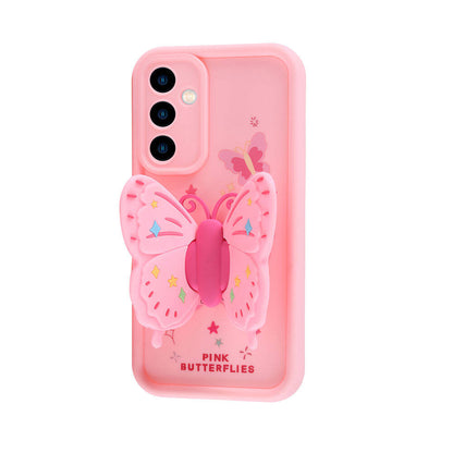 Galaxy A35 Kılıf Kamera Korumalı Figür Tasarımlı Zore Kapya Kapak Pembe Koyu
