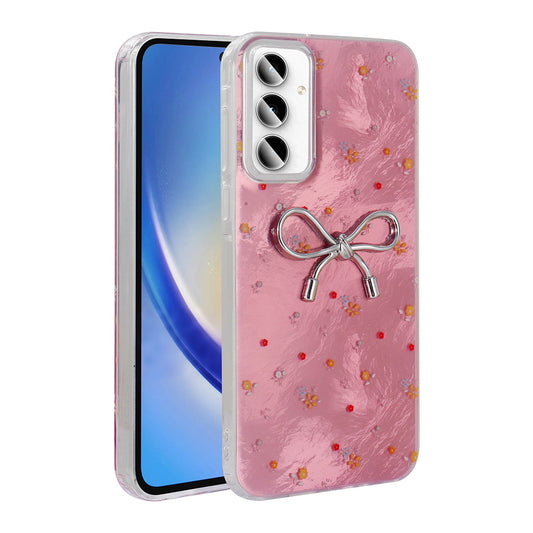Galaxy A35 Kılıf Kamera Korumalı Figürlü Zore Ponti Silikon Kapak Açık Pembe