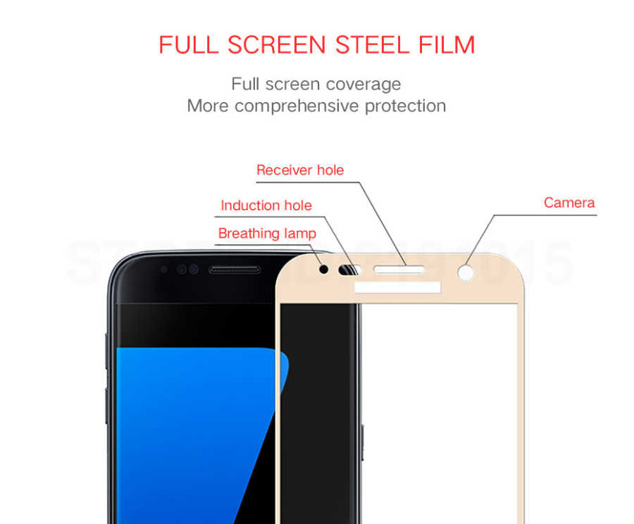 Galaxy A5 2016 Zore Ekranı Tam Kaplayan Düz Cam Koruyucu Gold