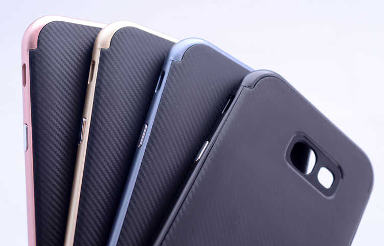Galaxy A5 2017 Kılıf Zore İnce Mono Karbon Silikon Kapak Gold