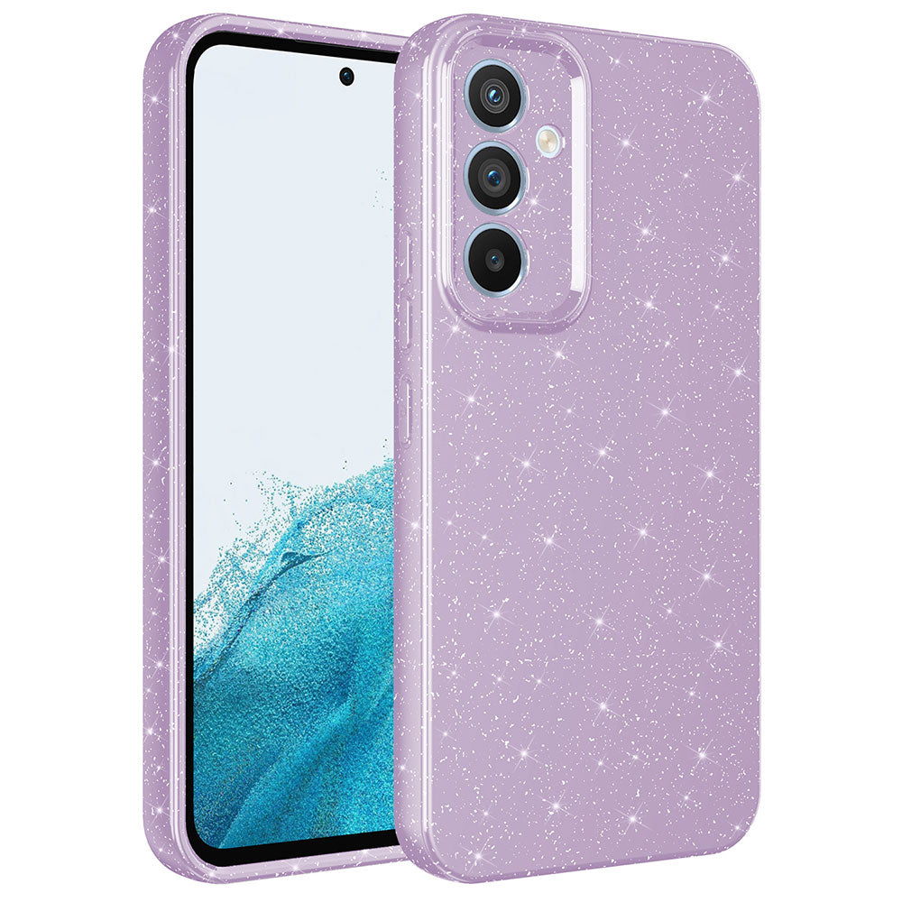 Galaxy A54 Kılıf Kamera Korumalı Simli Lüks Zore Koton Kapak Lila