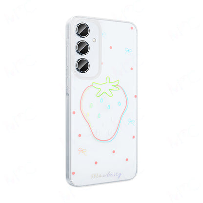 Galaxy A55 Kılıf Şeffaf Figürlü Zore Folk Sert Kapak Çilek