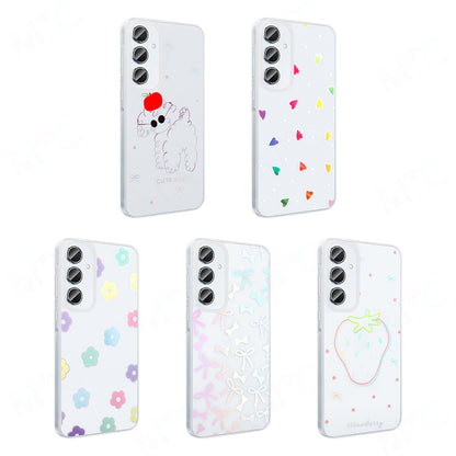 Galaxy A55 Kılıf Şeffaf Figürlü Zore Folk Sert Kapak Papatya