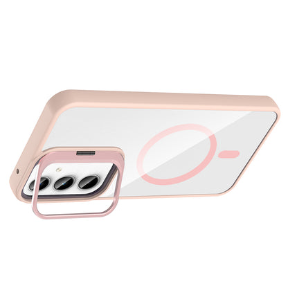 Galaxy A55 Kılıf Standlı ve Kamera Lens Hediyeli M-Safe Şarj Özellikli Zore Etro Kapak Derin Mor