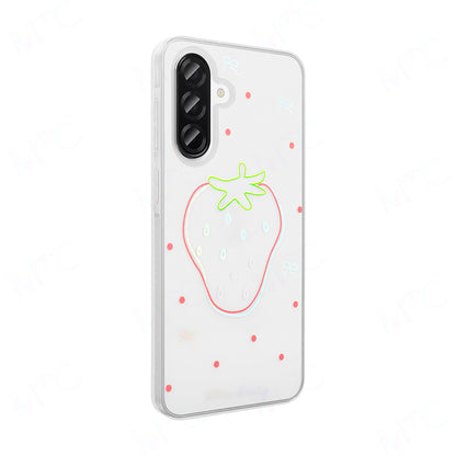 Galaxy A56 Kılıf Şeffaf Figürlü Zore Folk Sert Kapak Çilek