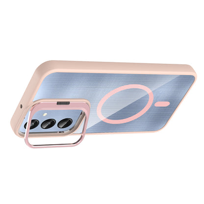 Galaxy A56 Kılıf Standlı ve Kamera Lens Hediyeli Zore Etro Kapak Pembe