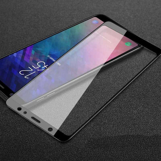 Galaxy A6 2018 Zore Kenarları Kırılmaya Dayanıklı Cam Ekran Koruyucu Siyah
