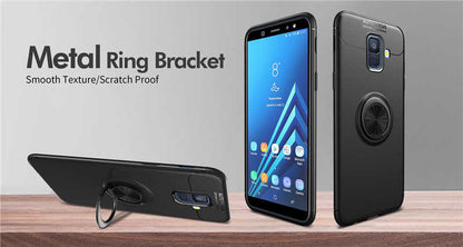 Galaxy A6 2018 Kılıf Zore Ravel Silikon Kapak Siyah-Rose Gold