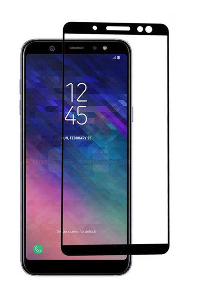 Galaxy A6 Plus 2018 Zore Kenarları Kırılmaya Dayanıklı Cam Ekran Koruyucu Siyah