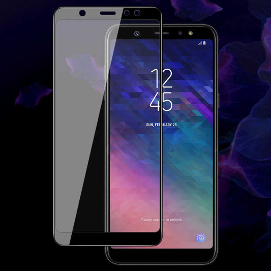 Galaxy A6 Plus 2018 Zore Kenarları Kırılmaya Dayanıklı Cam Ekran Koruyucu Siyah