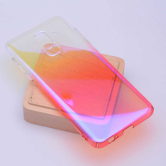 Galaxy A6 Plus 2018 Zore Renkli Transparan Kapak Pembe
