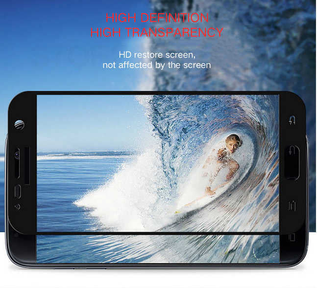Galaxy A7 2016 Zore Ekranı Tam Kaplayan Düz Cam Koruyucu Gold
