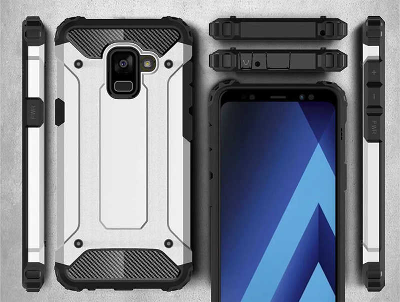 Galaxy A8 2018 Kılıf Zore Crash Silikon Kapak Rose Gold