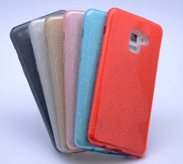 Galaxy A8 2018 Kılıf Zore Shining Silikon Rose Gold