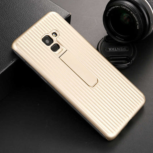 Galaxy A8 2018 Kılıf Zore Wave Standlı Mıknatıslı Kapak Gold