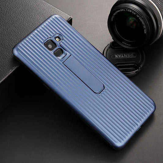 Galaxy A8 2018 Kılıf Zore Wave Standlı Mıknatıslı Kapak Lacivert
