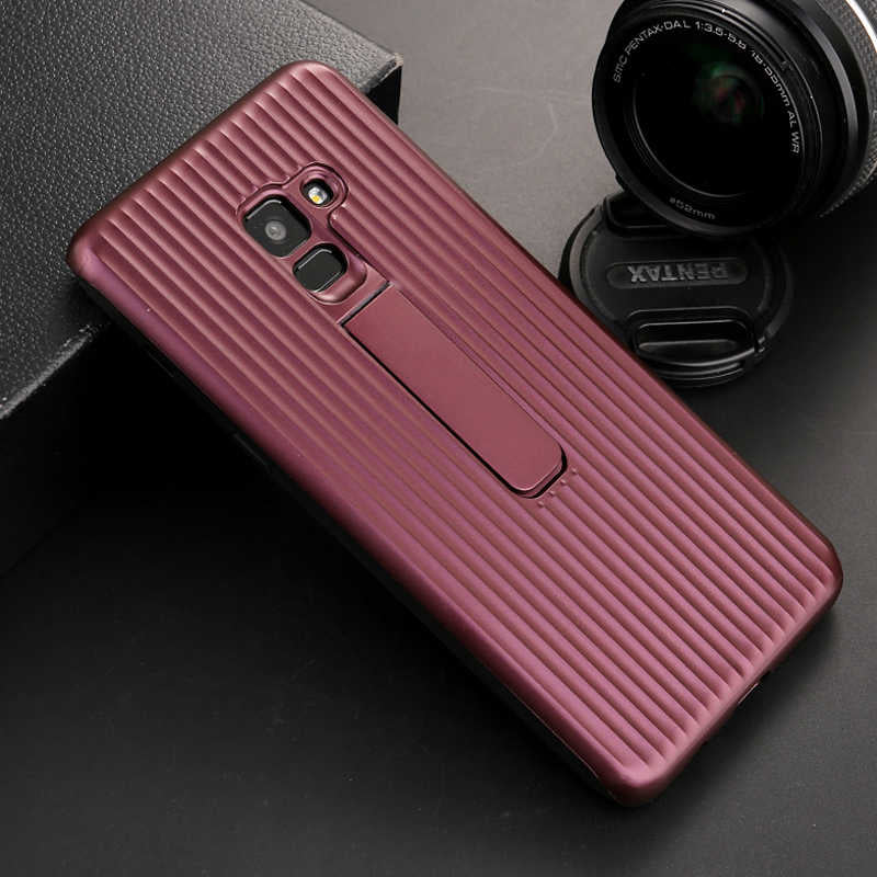 Galaxy A8 2018 Kılıf Zore Wave Standlı Mıknatıslı Kapak Gri
