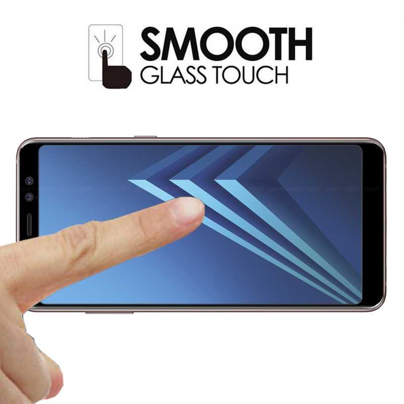 Galaxy A8 Plus 2018 Zore Ekranı Tam Kaplayan Düz Cam Koruyucu Siyah