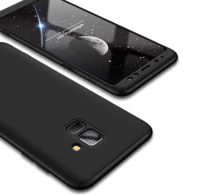 Galaxy A8 Plus 2018 Kılıf Zore 360 3 Parçalı Rubber Kapak Mürdüm