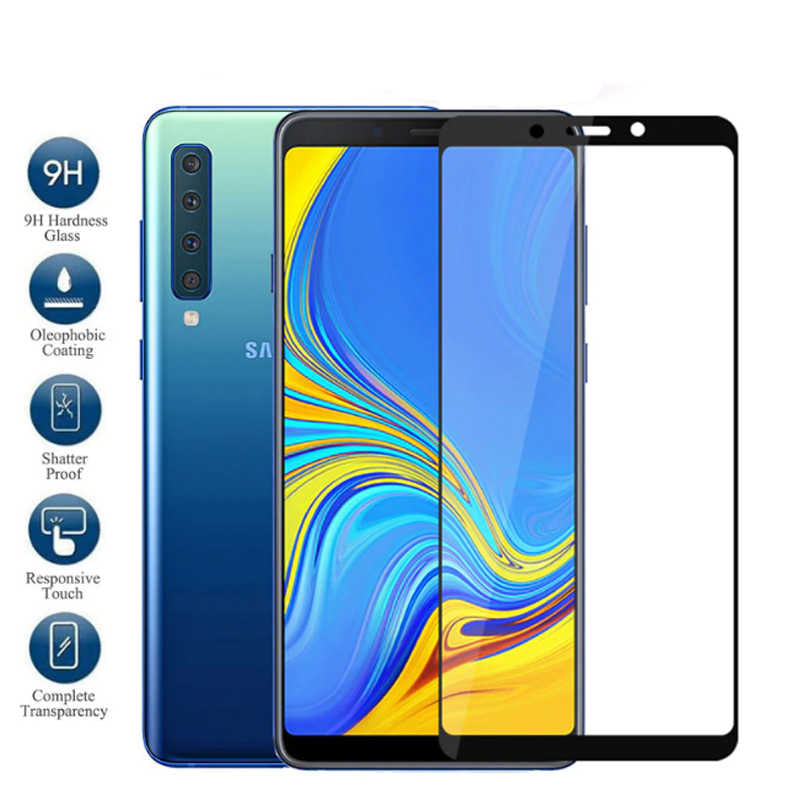 Galaxy A9 2018 Zore Kenarları Kırılmaya Dayanıklı Cam Ekran Koruyucu Siyah