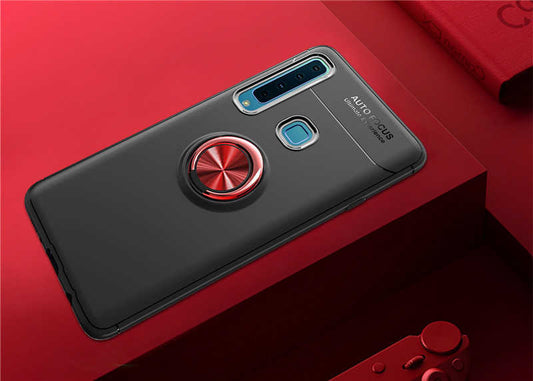 Galaxy A9 2018 Kılıf Zore Ravel Silikon Kapak Siyah-Kırmızı