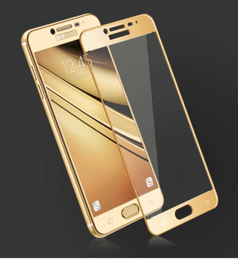 Galaxy C5 Pro Zore Ekranı Tam Kaplayan Düz Cam Koruyucu Siyah