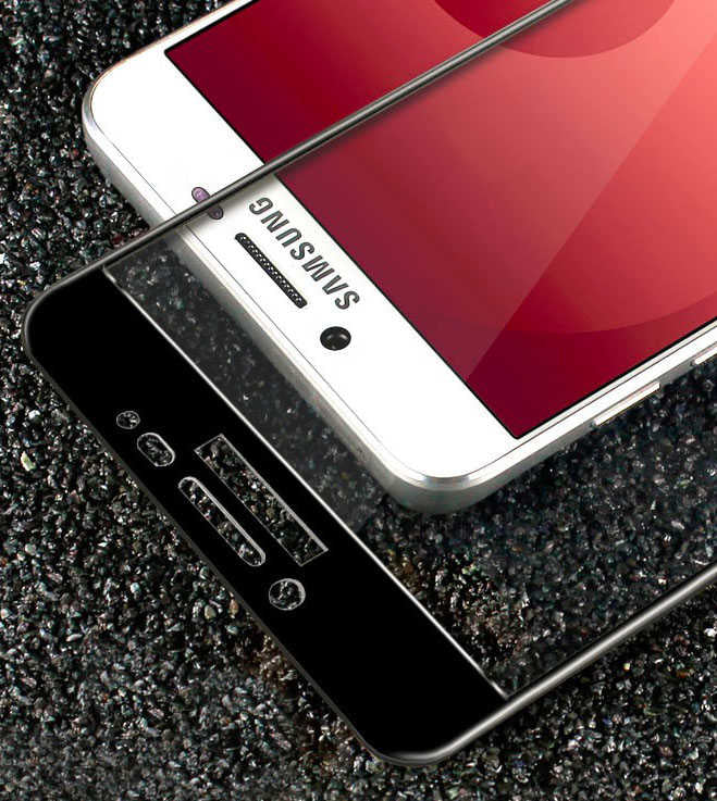 Galaxy C5 Pro Zore Ekranı Tam Kaplayan Düz Cam Koruyucu Siyah