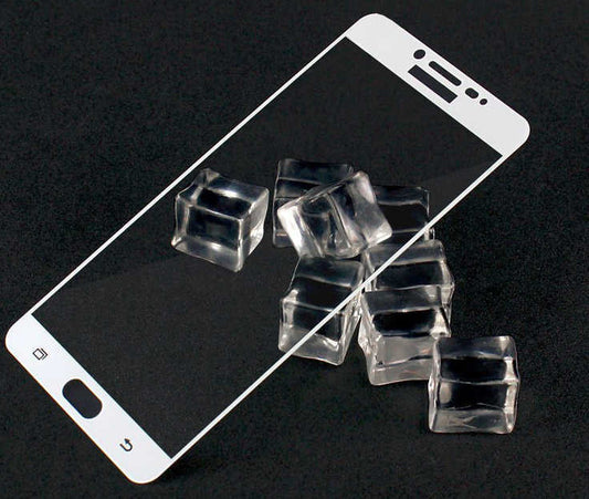 Galaxy C7 Pro Zore Ekranı Tam Kaplayan Düz Cam Koruyucu Beyaz