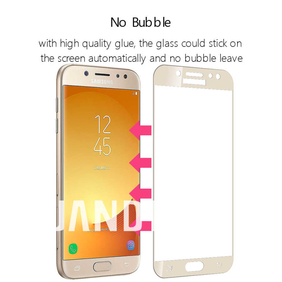 Galaxy J4 Zore Kenarları Kırılmaya Dayanıklı Cam Ekran Koruyucu Gold