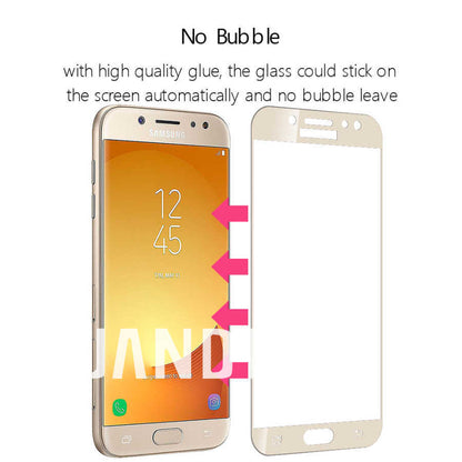 Galaxy J4 Zore Kenarları Kırılmaya Dayanıklı Cam Ekran Koruyucu Gold
