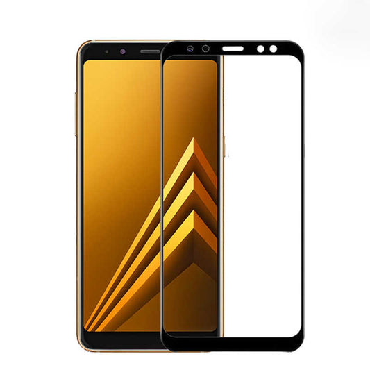 Galaxy J4 Plus Zore Kenarları Kırılmaya Dayanıklı Cam Ekran Koruyucu Siyah
